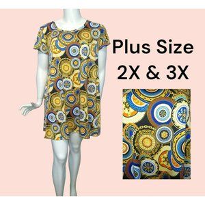 Women's Sundress Casual Plus size Flowy swing loose Tunic Dress 2X-3X